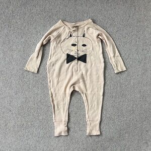 Bobo Choses Beige Cat Print Kids Footie